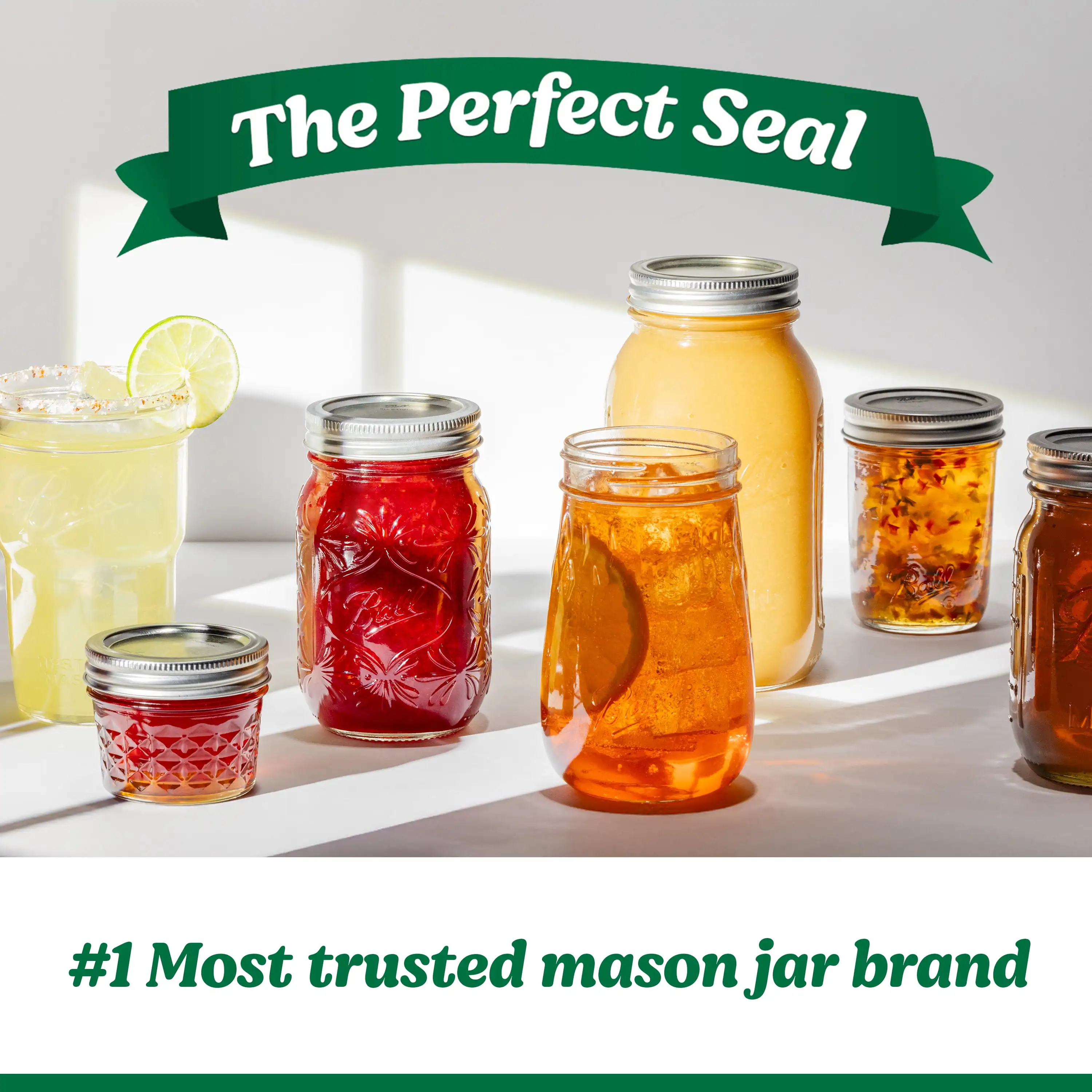 Glass Mason Jar W/Lid & Band, Wide Mouth, 64 Ounces, 6 Count