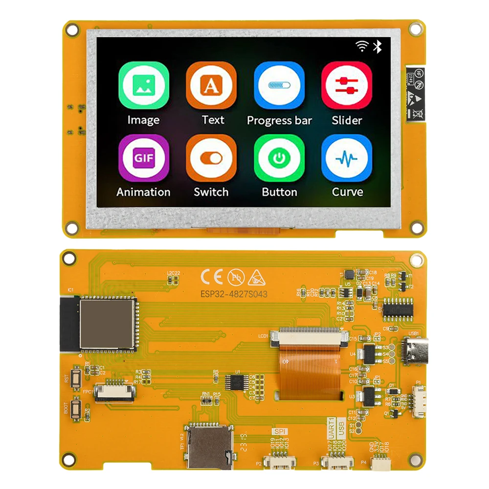 

ESP32-S3 WIFI BT Development Board with 4.3-inch Display Screen 480 * 272 800 * 480 Resolution Type C