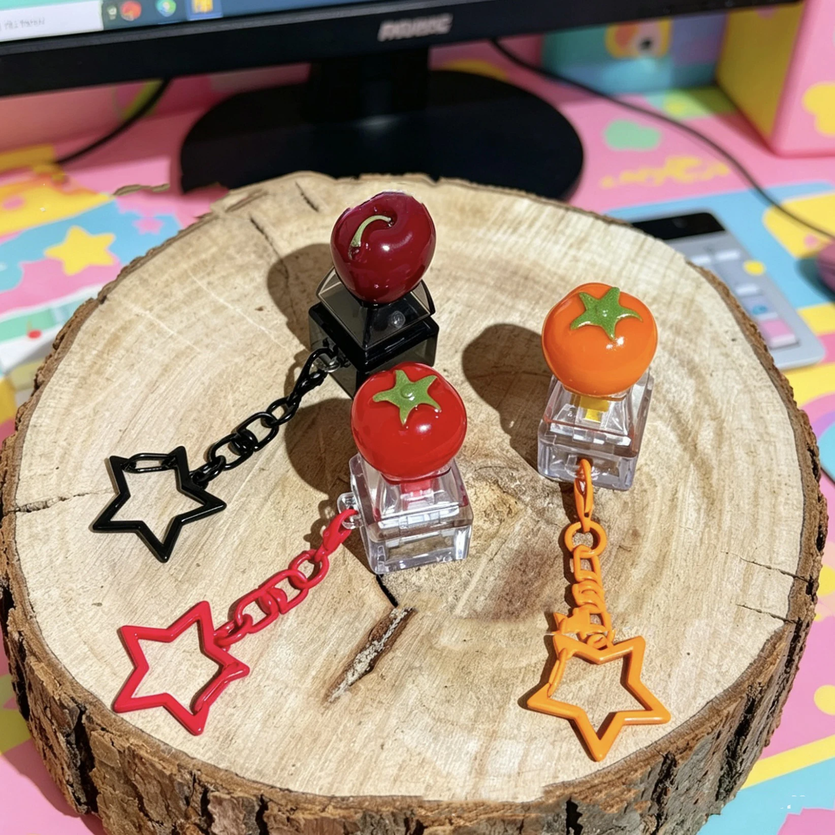 Seagull Mine USB Clicky Keyboard Fidget Button Keychain With LED Sound for Home Office Boredom Killing