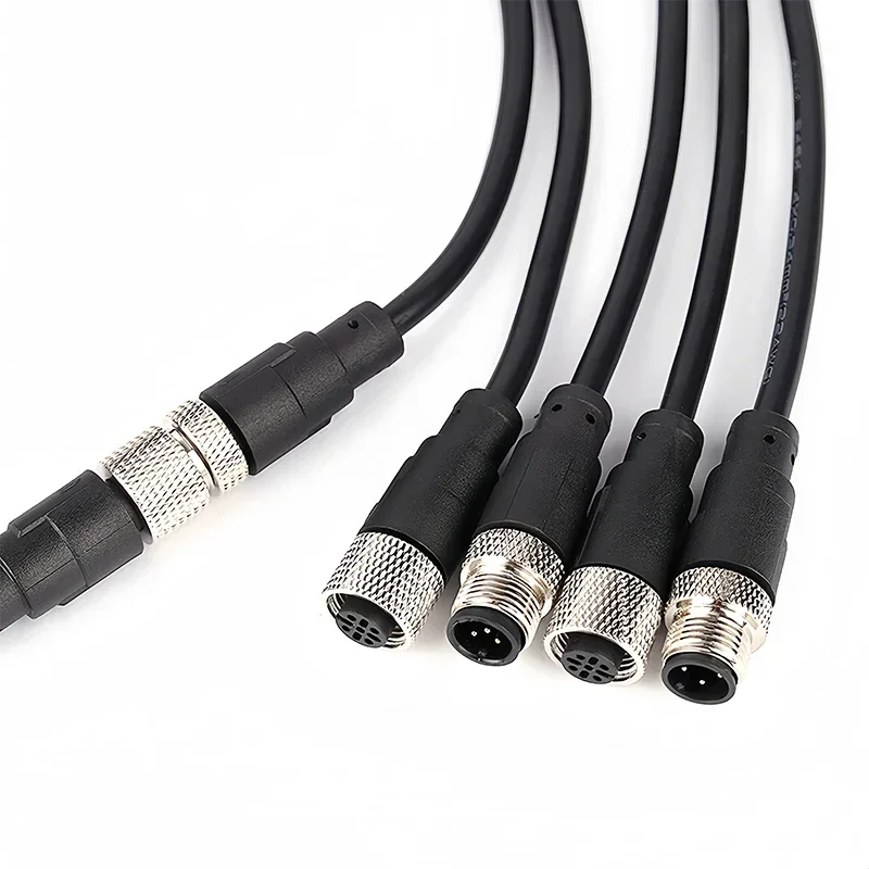 

2M M12 Aviation Waterproof Connector Cable, 4/5/8/12Pin Male Female for Industrial Sensors & Automation