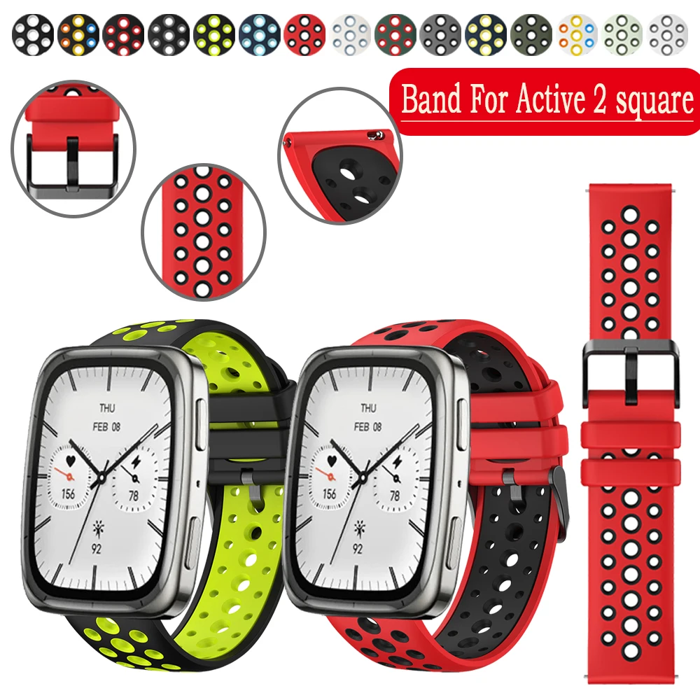 Cinturino da 20 mm per Amazfit Active 2 Square/Active 2/GTR Mini Band per Amazfit Active 2 Square Sostituzione Foro tondo Cinturino bicolore