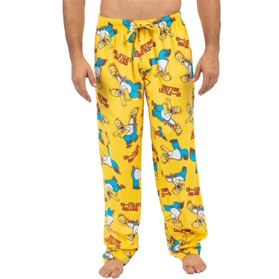 Potdemiel Los Simpson Homer y Bart ¡Por qué, pequeño! Pantalones de pijama para niños y adultos, ropa de estar cómoda y elegante de secado rápido para verano familiar