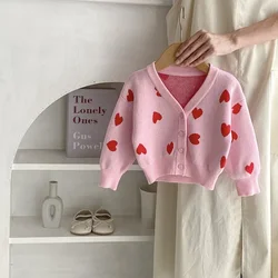 Süßer Baby pullover 0-3 Jahre Neugeborene Kinder Langarm Herz muster gestrickte Strickjacke Tops Outfits im Frühling Herbst Kleidung