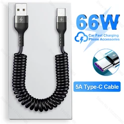 66W USB Type C Car Phone Charger Cable For iPhone Xiaomi 14 Samsung S24 S23 Ultra Huawei Google Fast Charging Cable Accessories