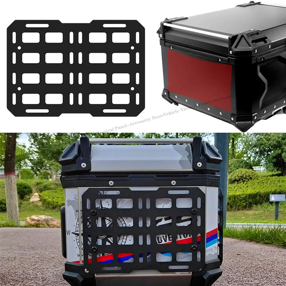 

Motorcycle Top Case Molle Panel Stainless Stee Tactical Storage Box Universal Side Box Modular Organizer Quick-Mounting