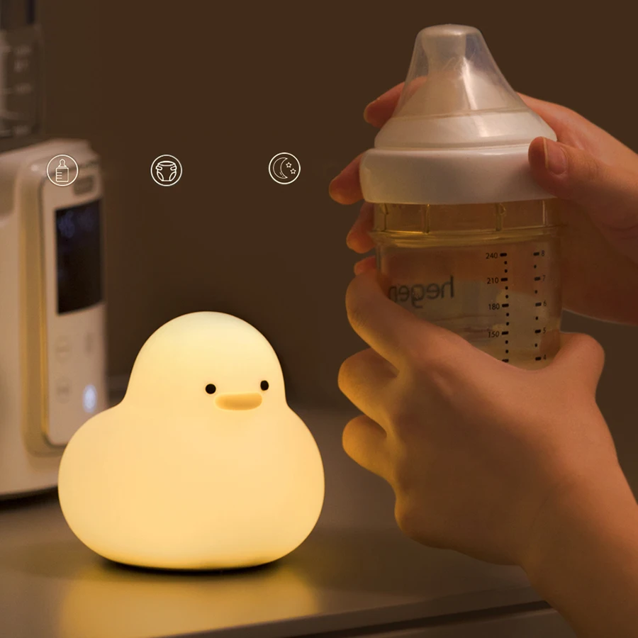 Imagem -03 - Soft Silicone Duck Night Light Fun Desk Lamp Carregamento Usb Housewarming Presente ou Presente de Aniversário Pato Bonito