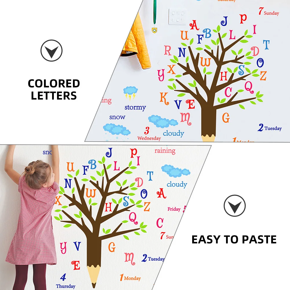 

1 Set Tree Alphabet Wall Sticker Pvc Self-Adhesive Educational Decal For Bedroom Nursery Classroom Playroom Wall Stickers Home