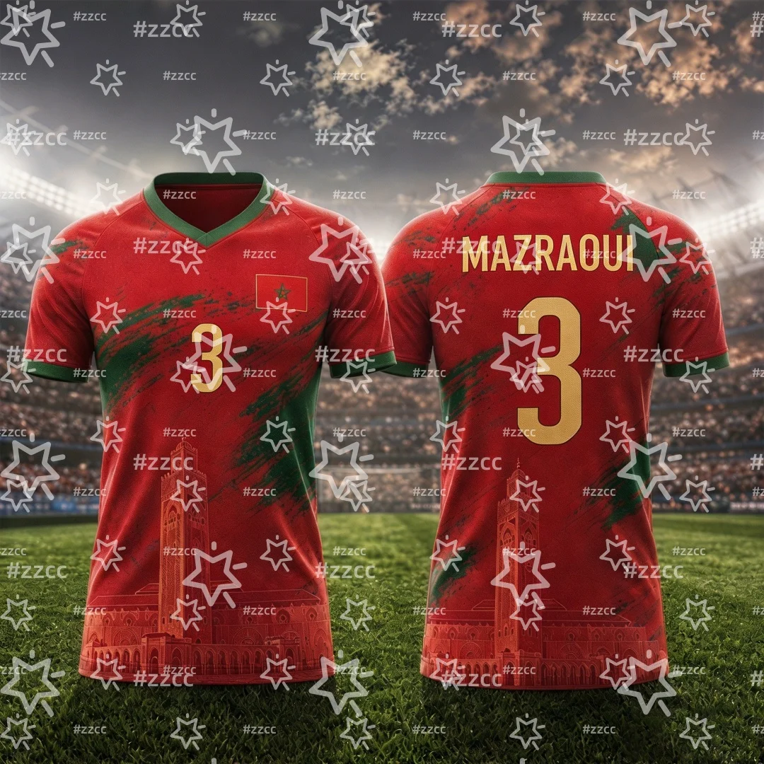 2026 Morocco Hakimi Fan Commemorative Jersey Family Match Football Jersey Summer Sports Men's T-Shirt Kid's Woman's Clothing ﻿