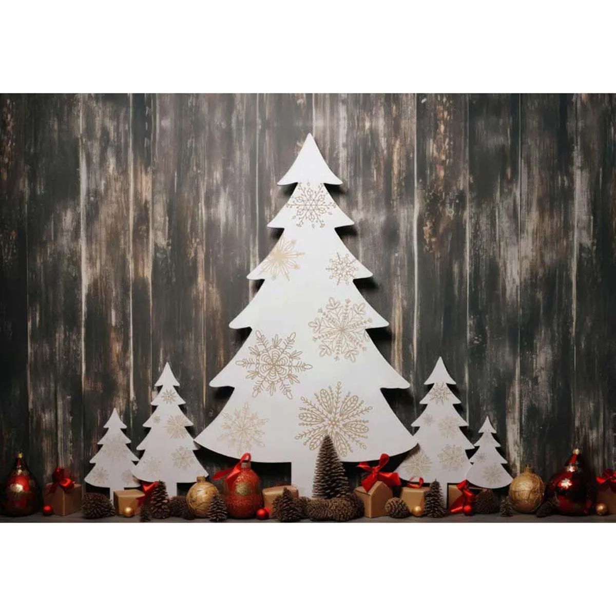Allenjoy Wooden Christmas Trees Backdrop