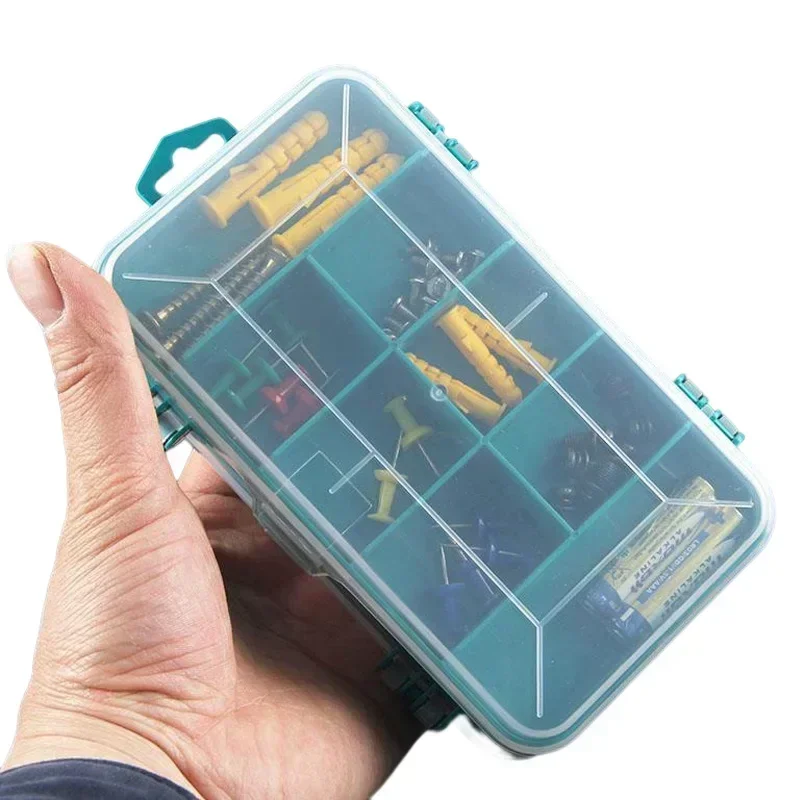 13 Grids Portable Screws Storage Box Double-Side Transparent Multifunctional Tool Case Hardware Accessories Plastic Boxes