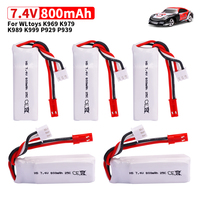 Upgrade 7.4V 30C 800mAh Lipo Battery For XK WLtoys A280 A300 A160 K969 K979 K969 K989 K999 RC Airplane Spare Parts  Accessories