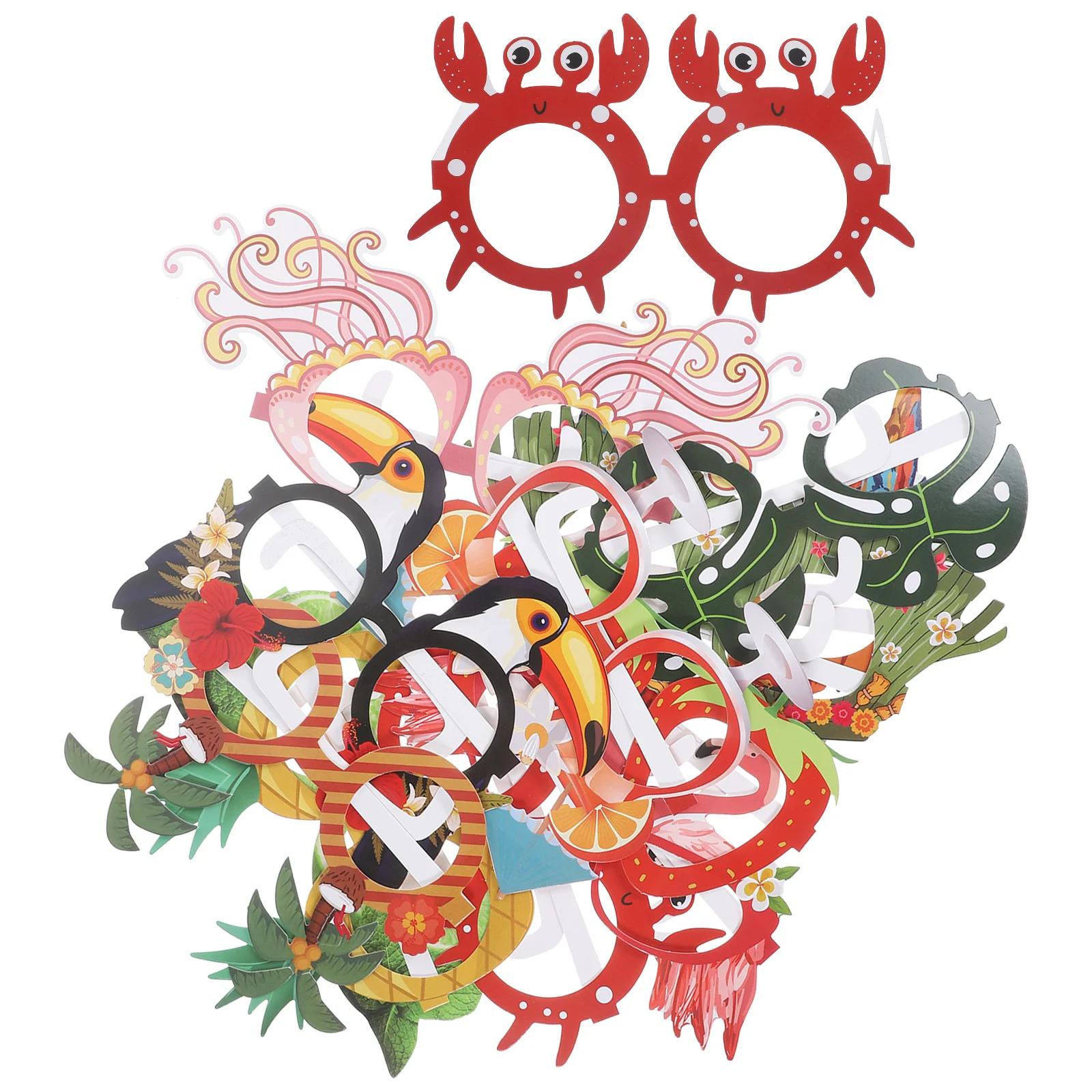 

12Pcs Party Decoration Glasses Frames Tropical Fancy Dress Props Hawaii Party Eyeglasses Summer Beach Photo Prop