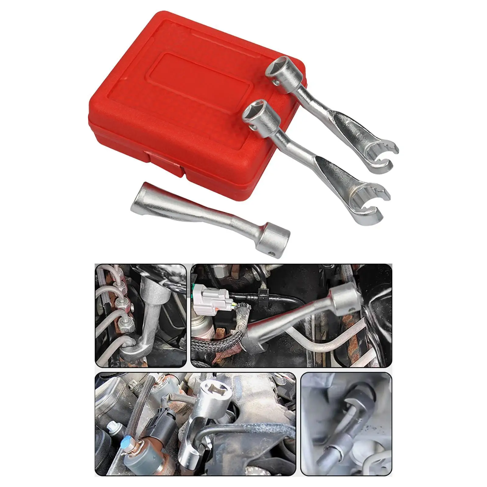 

3 Pieces Fuel Line Socket Nut Wrench 1/2" Drive Accessories L Removal Socket Hand Tools Double Ended 14mm 17mm 19mm Open Spanner