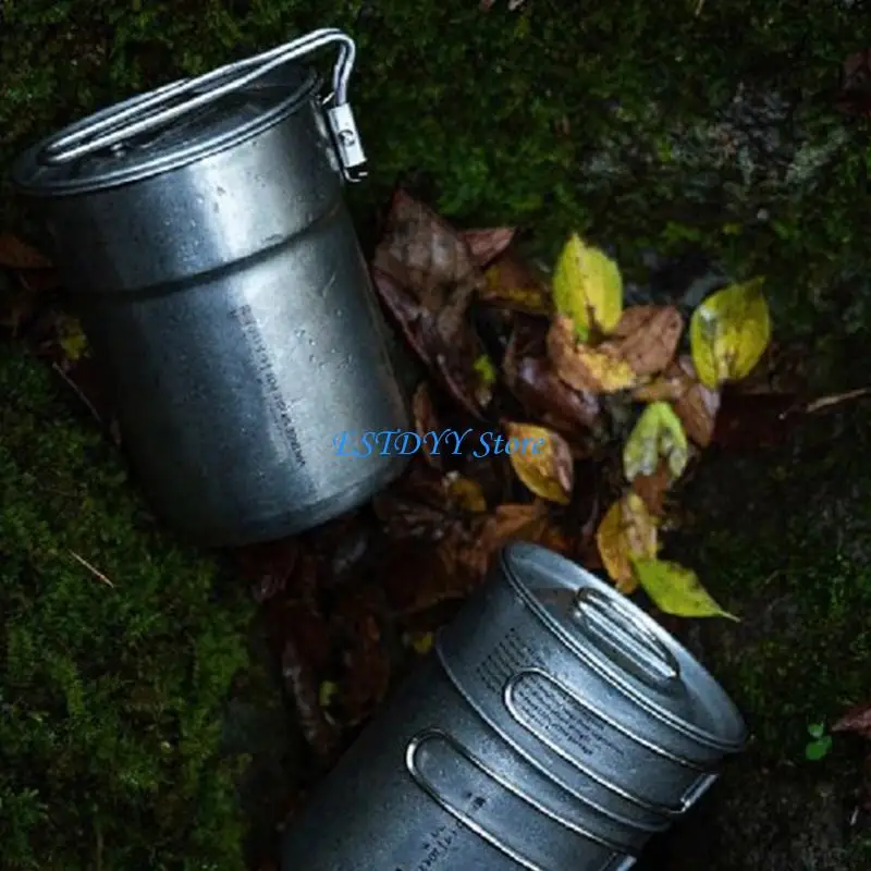 

G6DE Stainless Steels Outdoor Picnics Camping Pan Cooking Pot for Outdoor Picnics Hiking