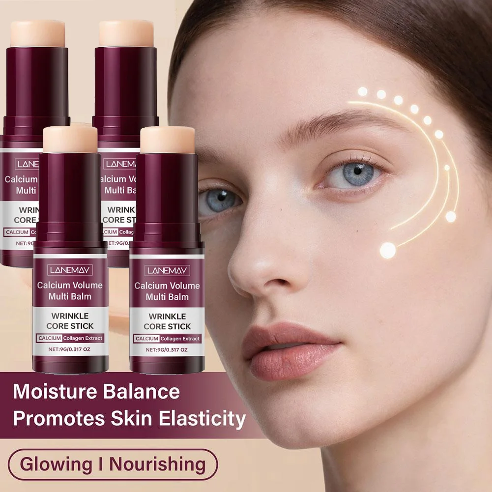 Bálsamo multiusos de colágeno con calcio para rostro y cuello, bálsamo hidratante antiarrugas, no graso, para una piel elástica y luminosa.