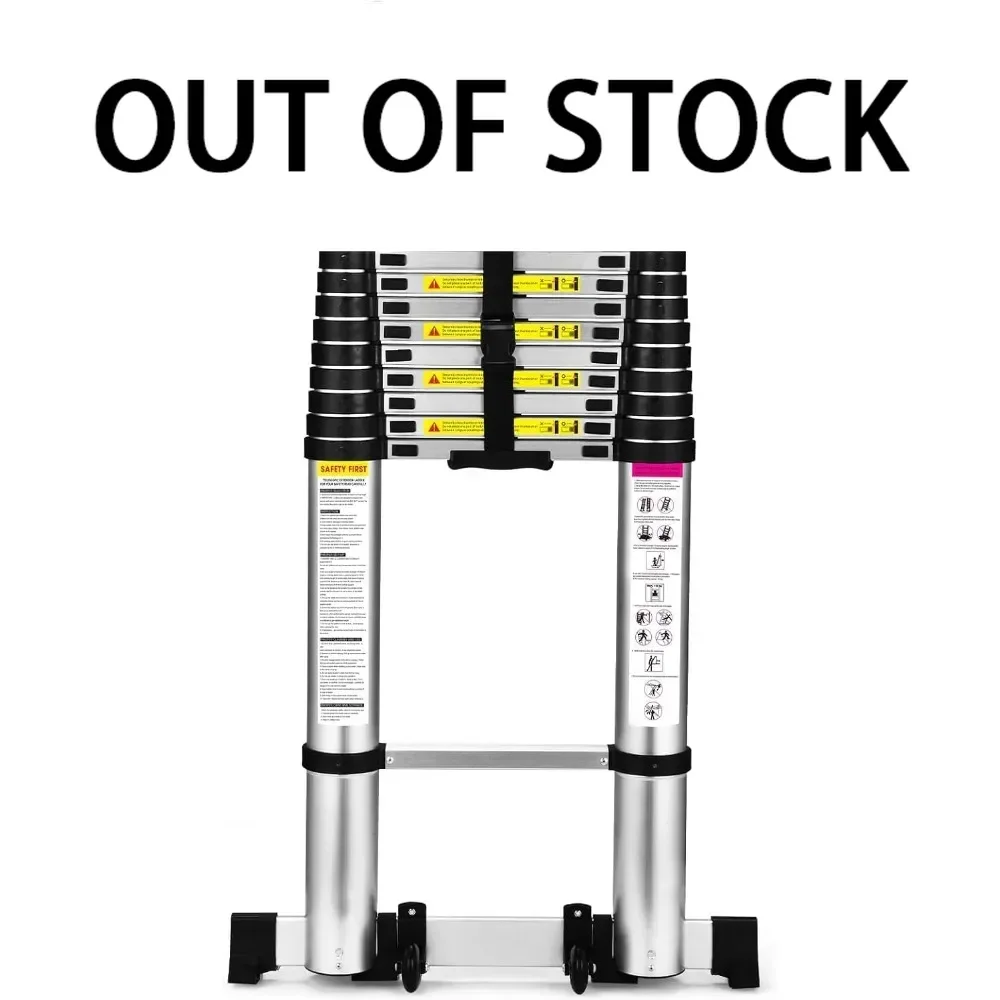 Telescoping Ladder, 20.3 FT Aluminum Telescoping Ladder with Hooks,Portable Collapsible RV Ladder with Wheels and Stabilizer Bar