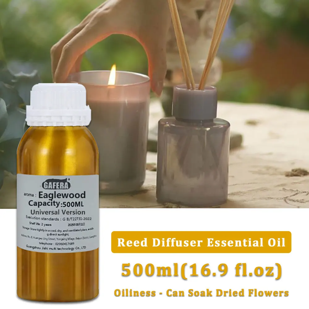 GAFERA 500ml(16.9 fl.oz) Eaglewood Essential Oil - Hotel Diffuser Replenish Aroma Oil For Reed Diffuser & Flameless Aromatherapy