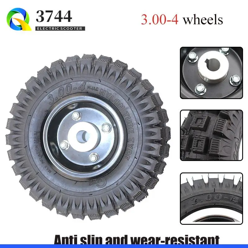 Anti slip and wear-resistant 3.00-4 Scooter wheels Mini ATV 17mm /19mm Keyway hub and tire inner Off Road pattern tyre kit