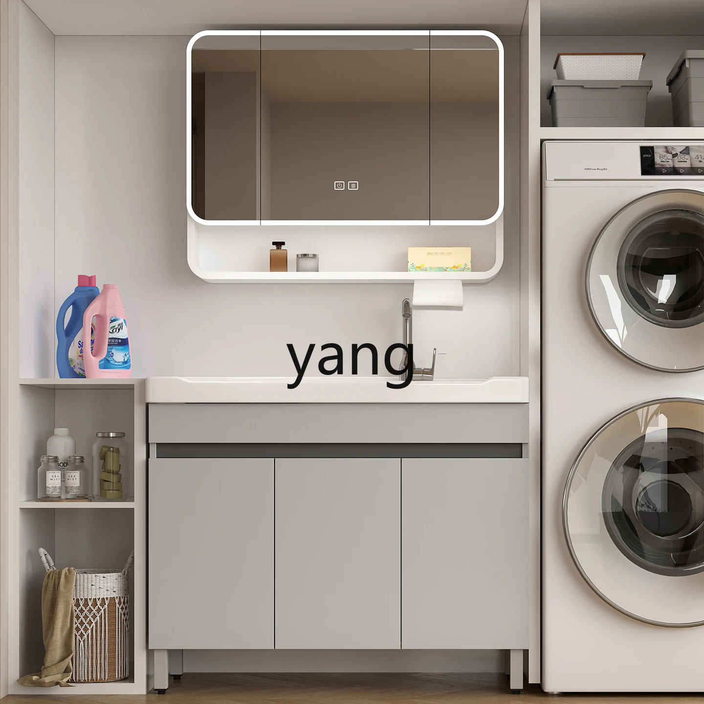 lmm Balcony Laundry Pool Cabinet Ceramic Thickened Toilet Bathroom Cabinet Wash Table Combination Floor