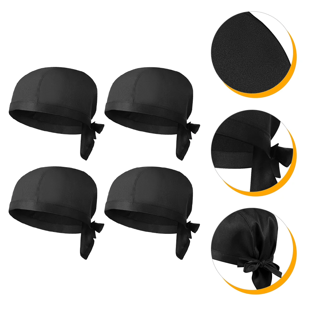 

4 Pcs Chef Hat Restaurant Cook Turban Classic Working Catering Skull Caps Uniform Men Sun Hats