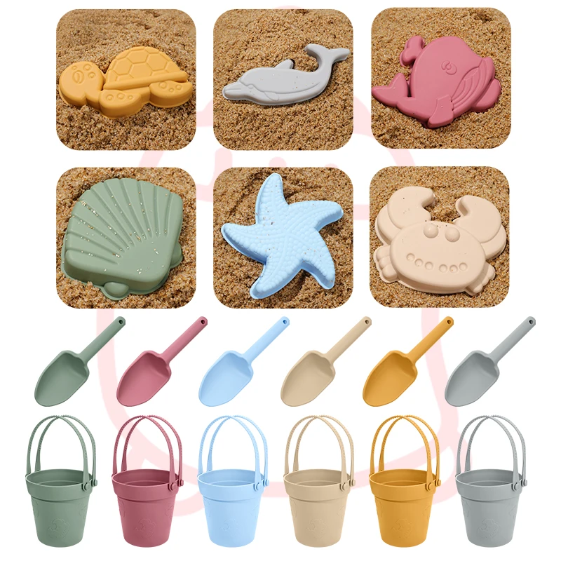 8-in-1 Food-Grade Silicone Kids Sand & Bath & Beach Toys Set | Beach Play Kit for Toddlers | Summer Outdoor Playing Tools