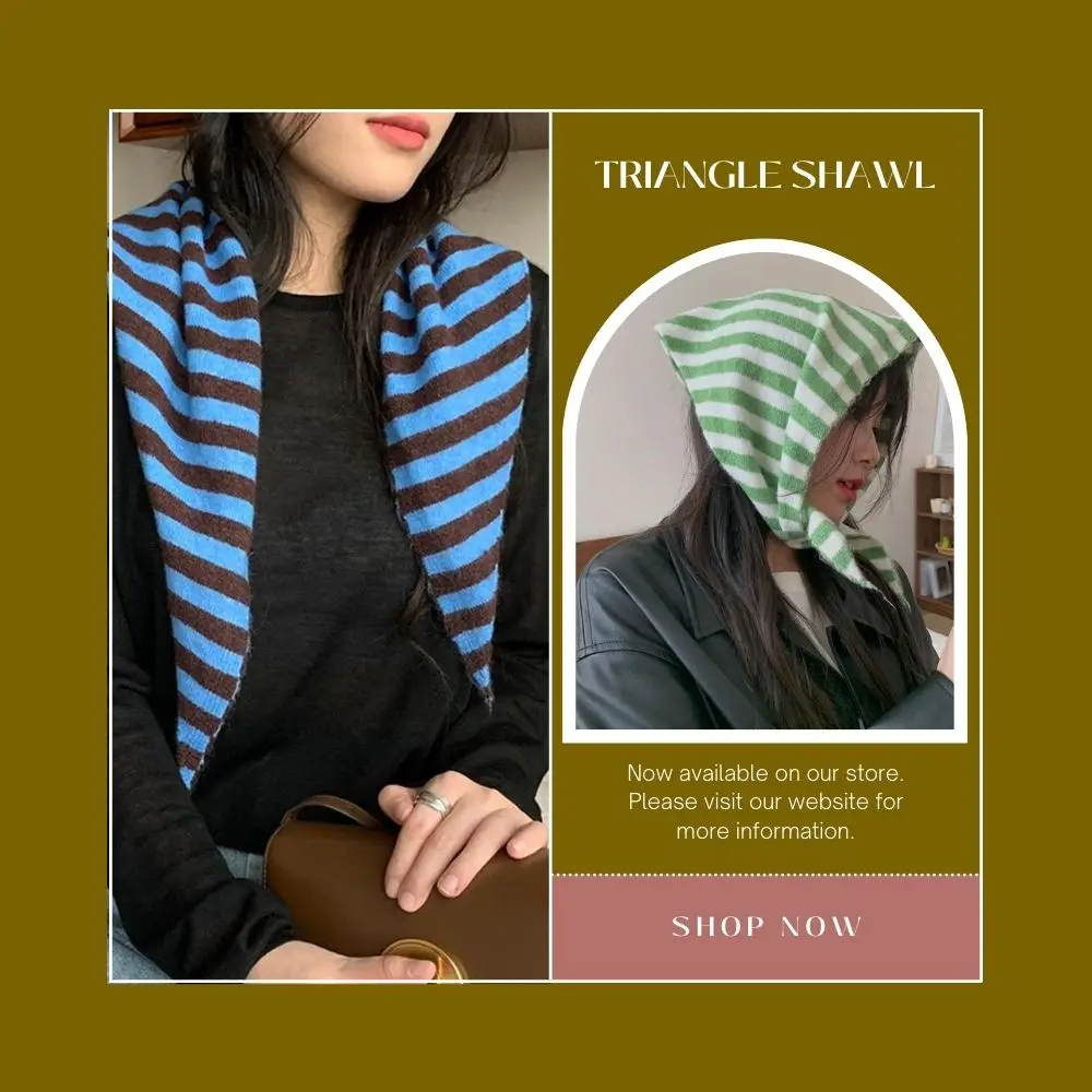 

Модная женская треугольная шаль из смеси шерсти, вязаный полосатый шарф, осенне-зимний внешний жилет, теплые накидки на шею