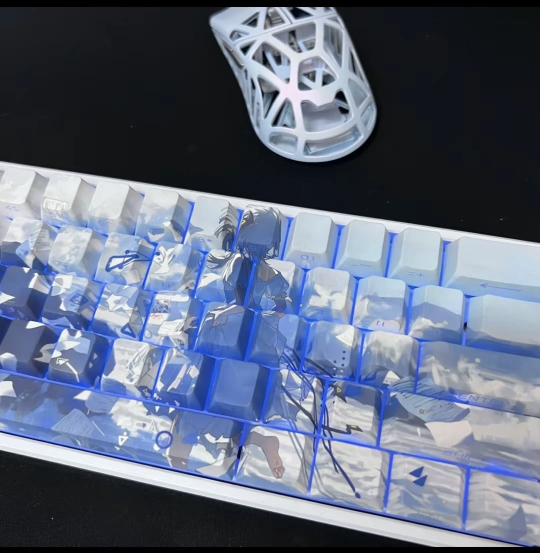 

Wandering in the sky, side engraved transparent keycaps, thermal sublimation on five sides, clear and complete pattern