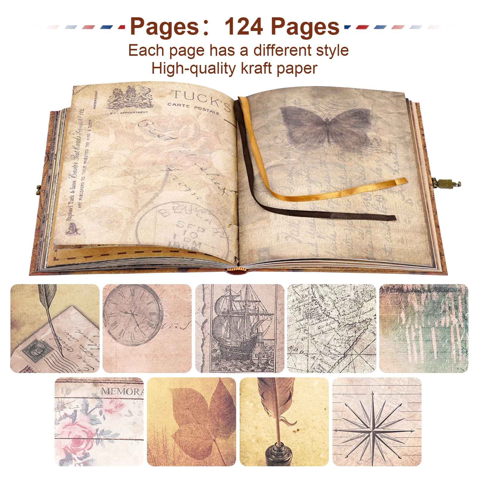 DIY photo album retro map theme  retro kraft paper adventure photo album  creative commemorative travel gift photo album book
