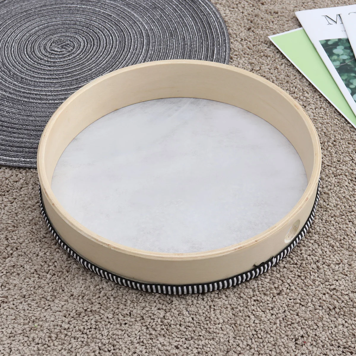 

Wooden Hand Drum Elementary School Toy Tambourine Instrument Violin Early Educational Bamboo Baby