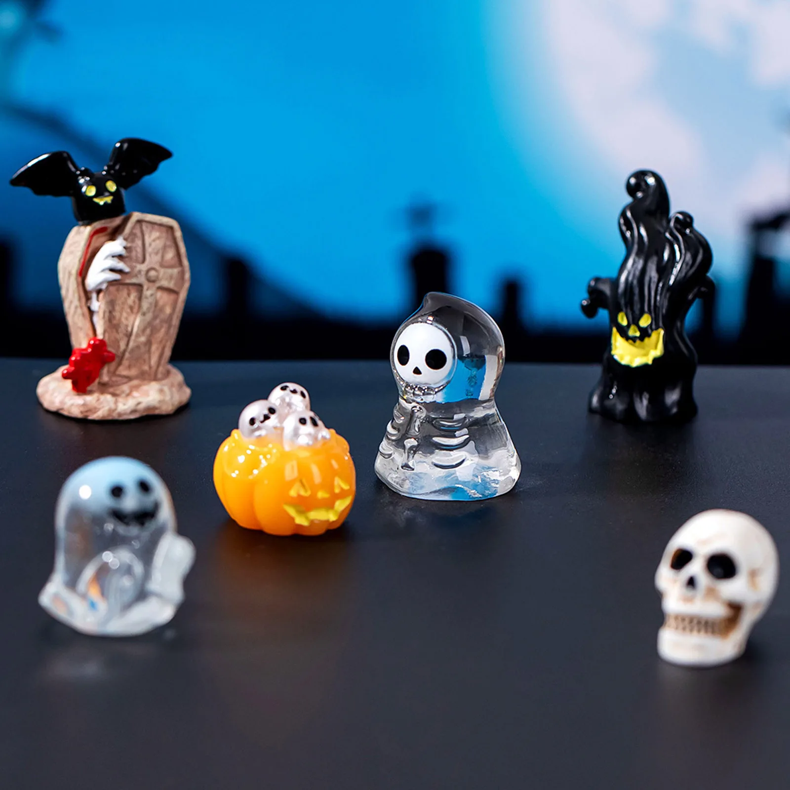 Resin Mini Halloween Micro Figurines Landscape Miniature Ghost Pumpkin Home Decoration Halloween Fairy Garden DIY Model Ornament