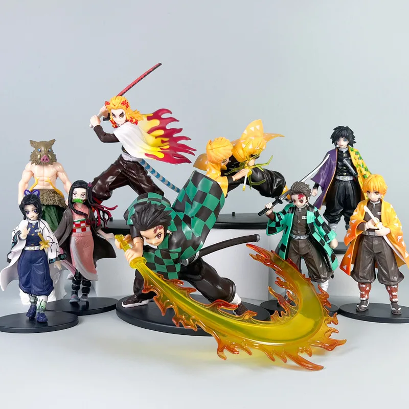 6 pcs Anime Demon Slayer Action Figures Tanjirou Nezuko Zenitsu Tomioka Giyuu Kochou Anime Figure Collect  Doll Toys