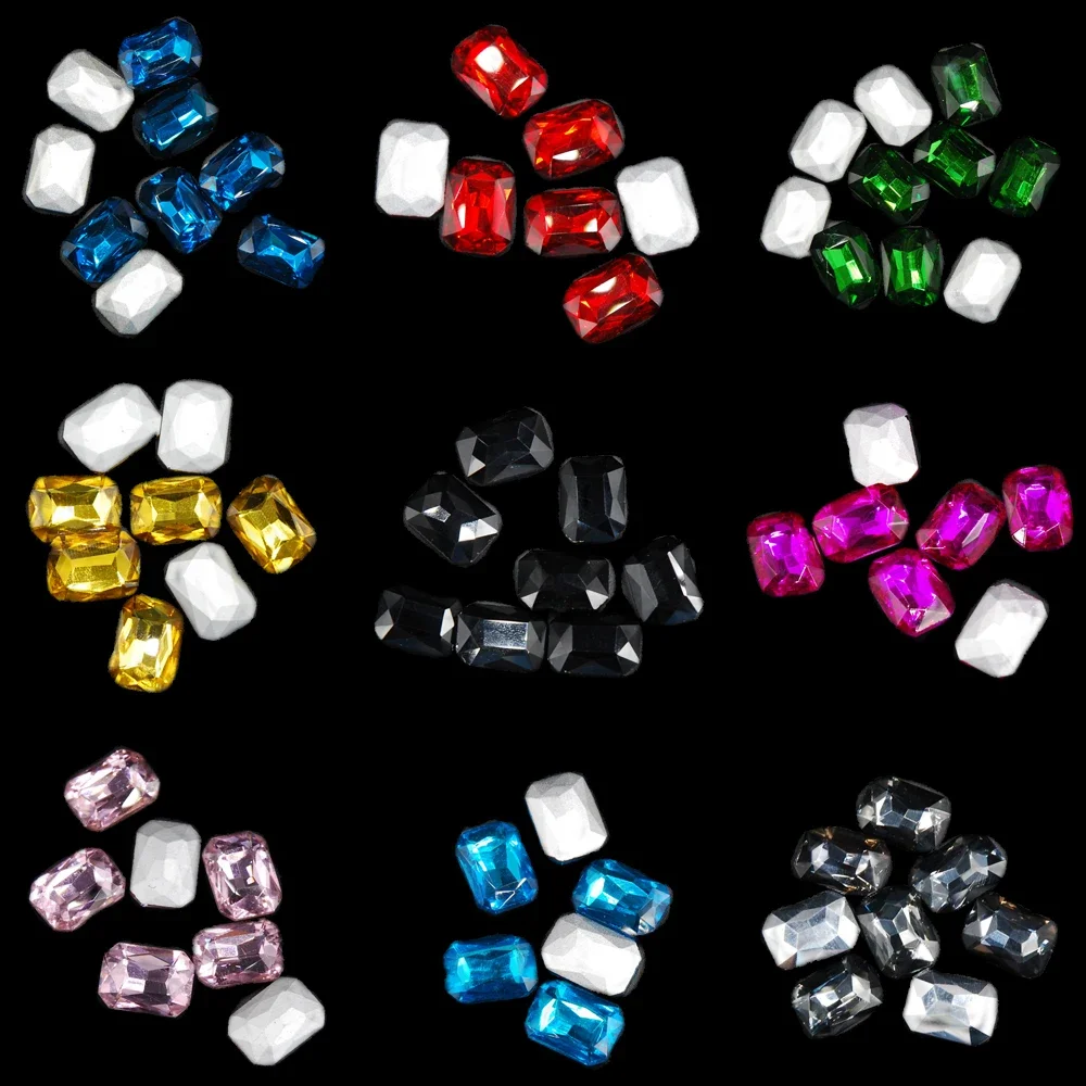 جديد 4*8 مللي متر 8*10 مللي متر نقطة الظهر مستطيل ثلاثية الأبعاد زجاج كريستال حجر الراين ثلاثية الأبعاد زينة السحر للمجوهرات كاوبوي الملابس تصميم DIY بها بنفسك