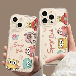 Cute cartoon S-SpongeBobs Clear Space Phone Case For Samsung S10 S20 S21 S22 S23 S24 Fe Plus Ultra A35 A20 Note10 20 4G 5G