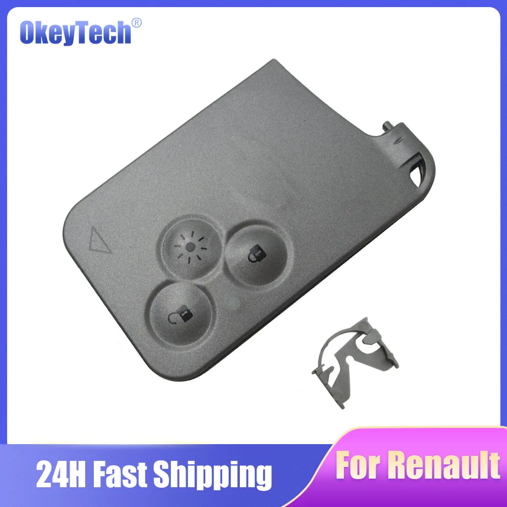 

Okeytech 3 Button Smart Card Remote Car Key Shell for Renault Laguna Card Key Case Fob Without Blade