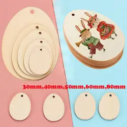 10/25/50pcs Happy Easter Eggs Drawing Wooden Craft Easter Decorations DIY Wood Graffiti Chips Hanging Ornaments