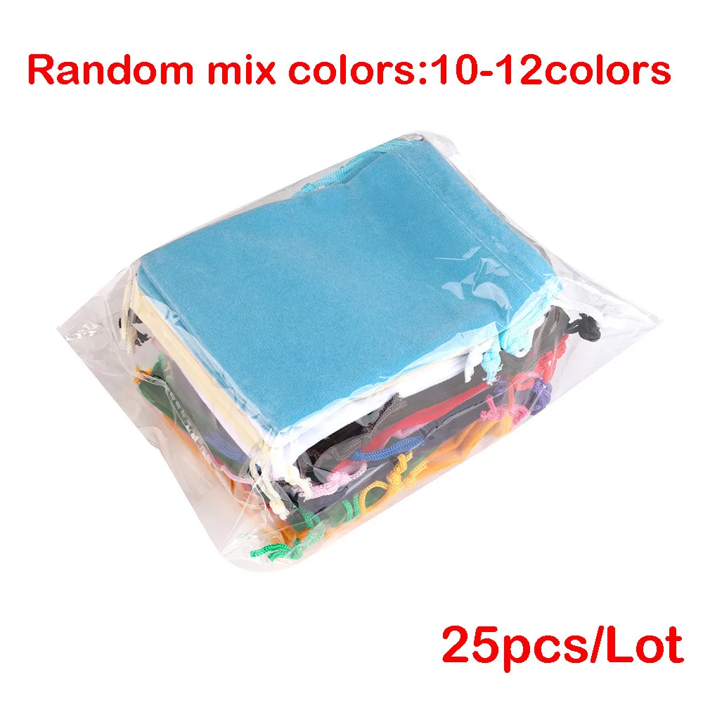 25pcs 5x7cm 7x9cm 9x12cm Coloful Velvet Pouches Jewelry Packaging Display Drawstring Packing Gift Bags & Pouches