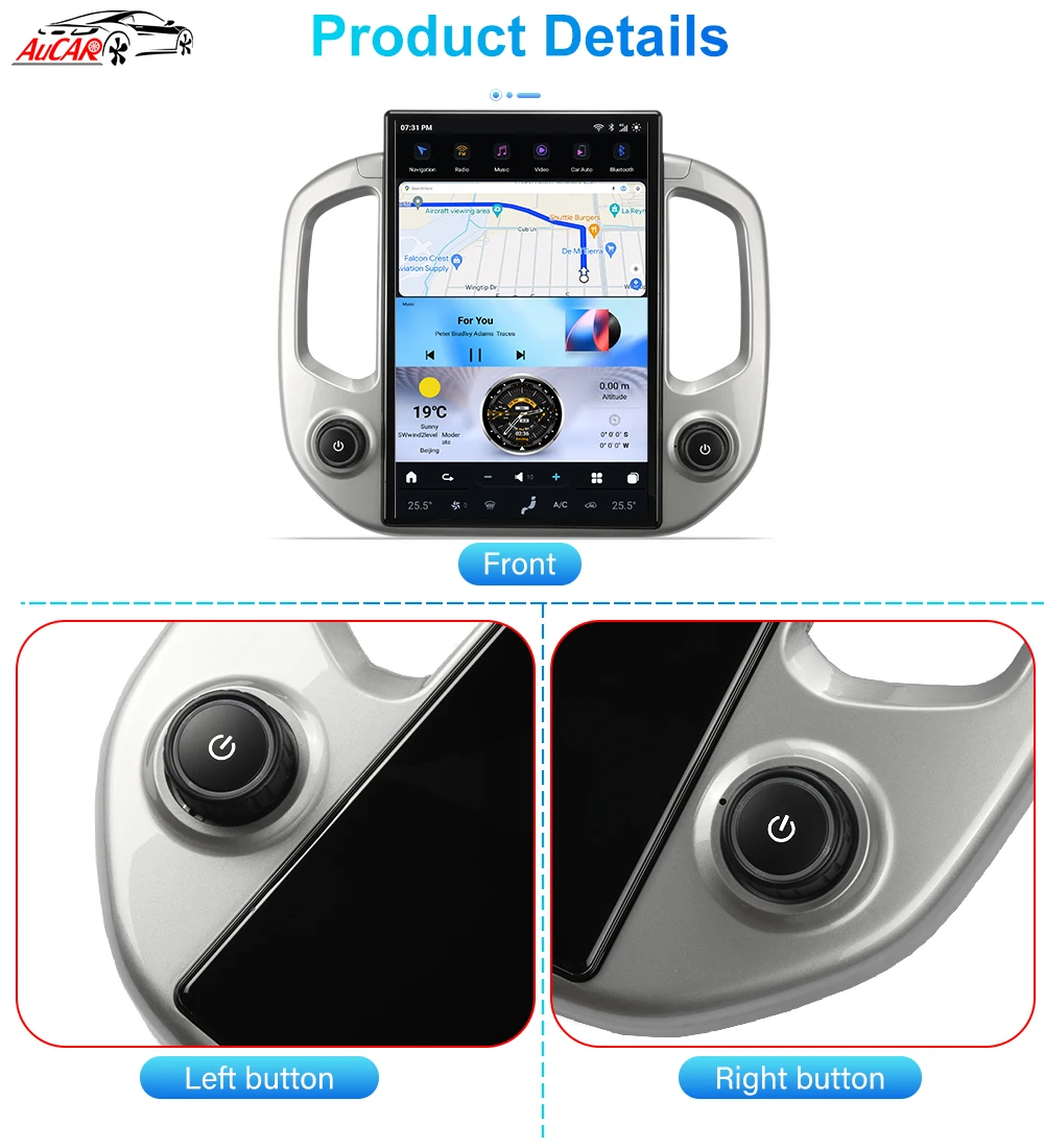 AuCar GPS Navigation Android Car Radio 13.0 Head Unit Car DVD Player  For Chevrolet Colorado 2014-2018 14.4 Inch