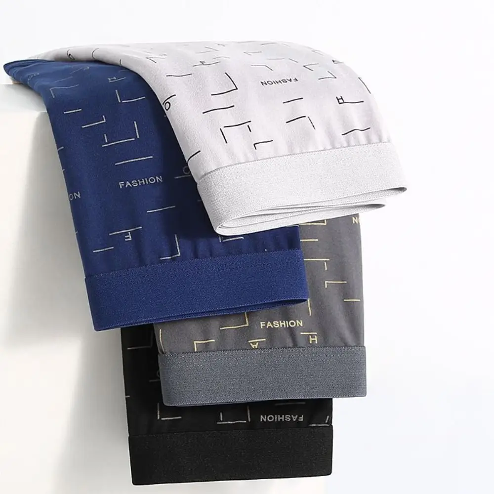 

Комплект из 4 мужских трусов-боксеров с полосками и надписями, бесшовные, со средней посадкой, большие размеры, простые шорты-боксеры, нижнее белье для мужчин, подарки