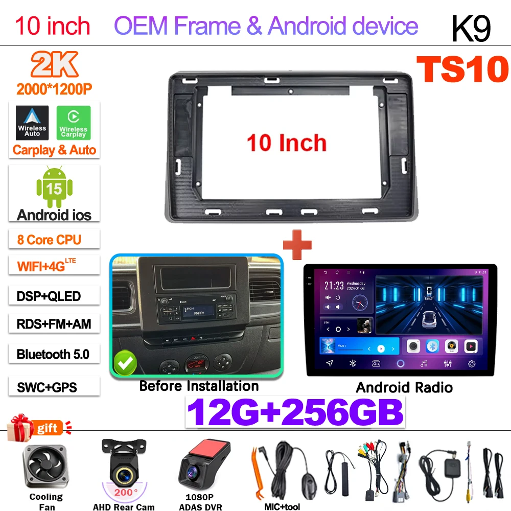 Android 16 autoradio Carplay Auto voor Renault Master 2019 2020 2021 2022 Navigatie DVD Videospeler DSP Stereo 360 Camera WIFI