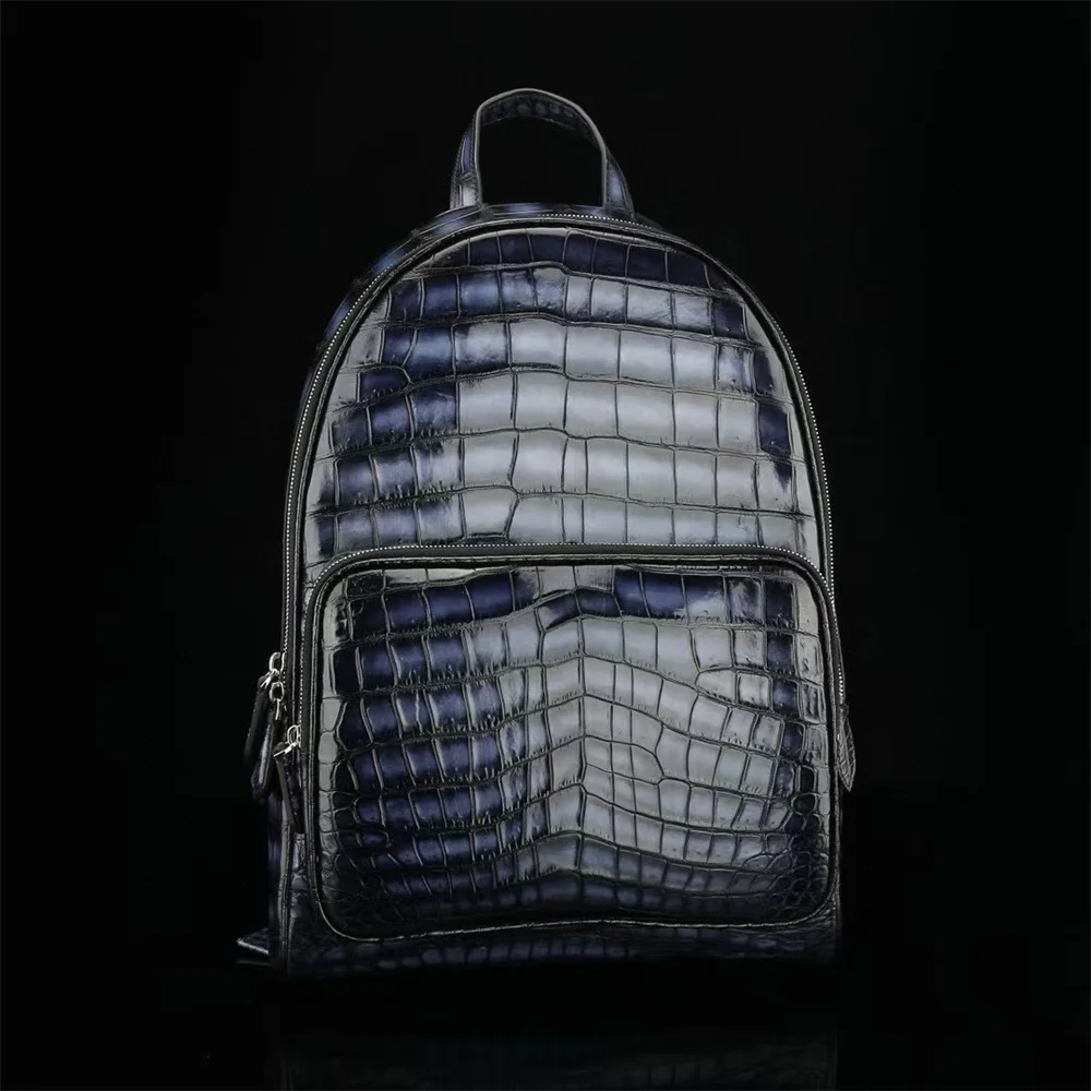 Luxury authentic crocodile leather men's backpack real crocodile leather women's travel backpack fashion casual schoolbag
