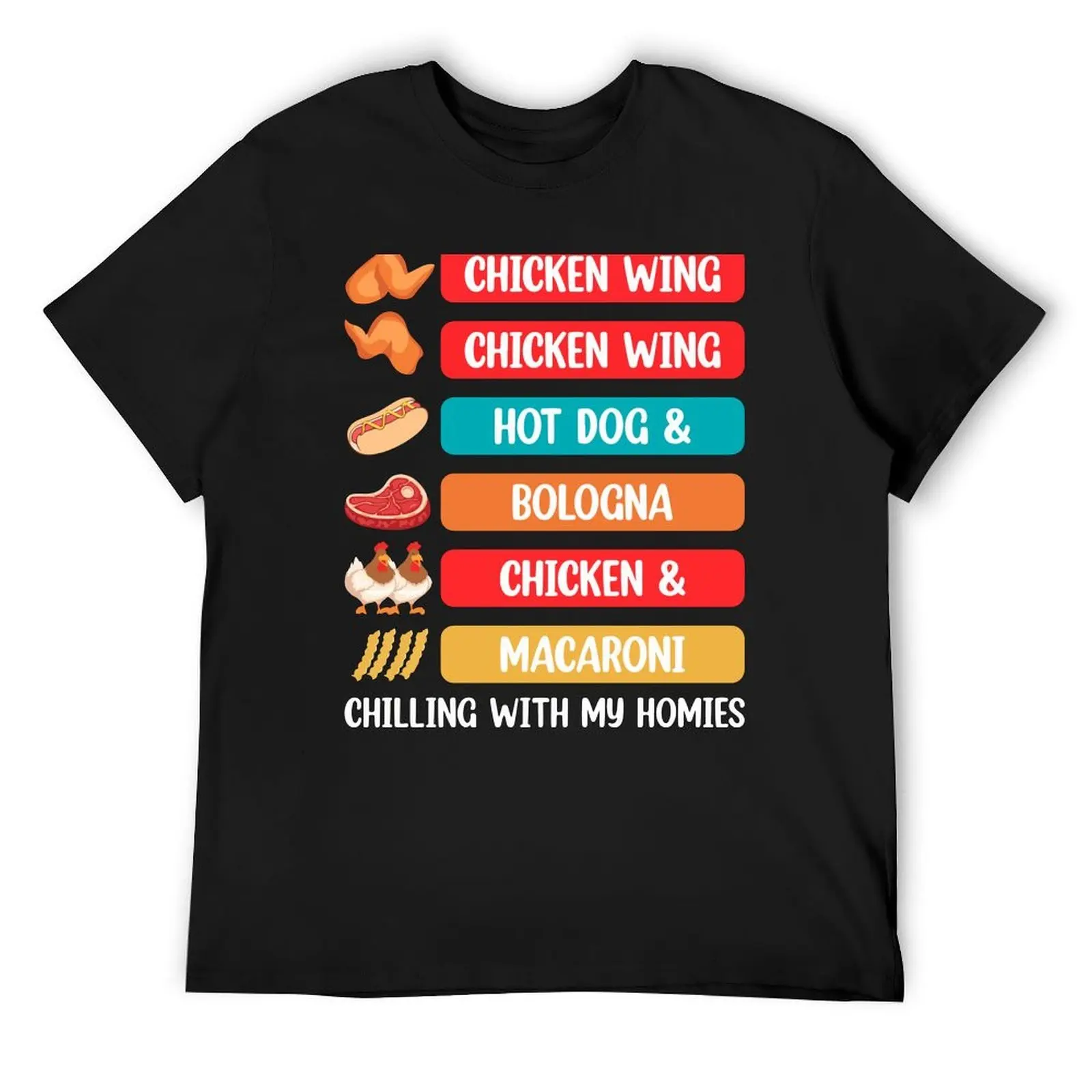

Chicken Wing Hot Dog And Bologna Chicken And Macaroni T-Shirt anime shirt blue lock mens graphic t-shirts anime