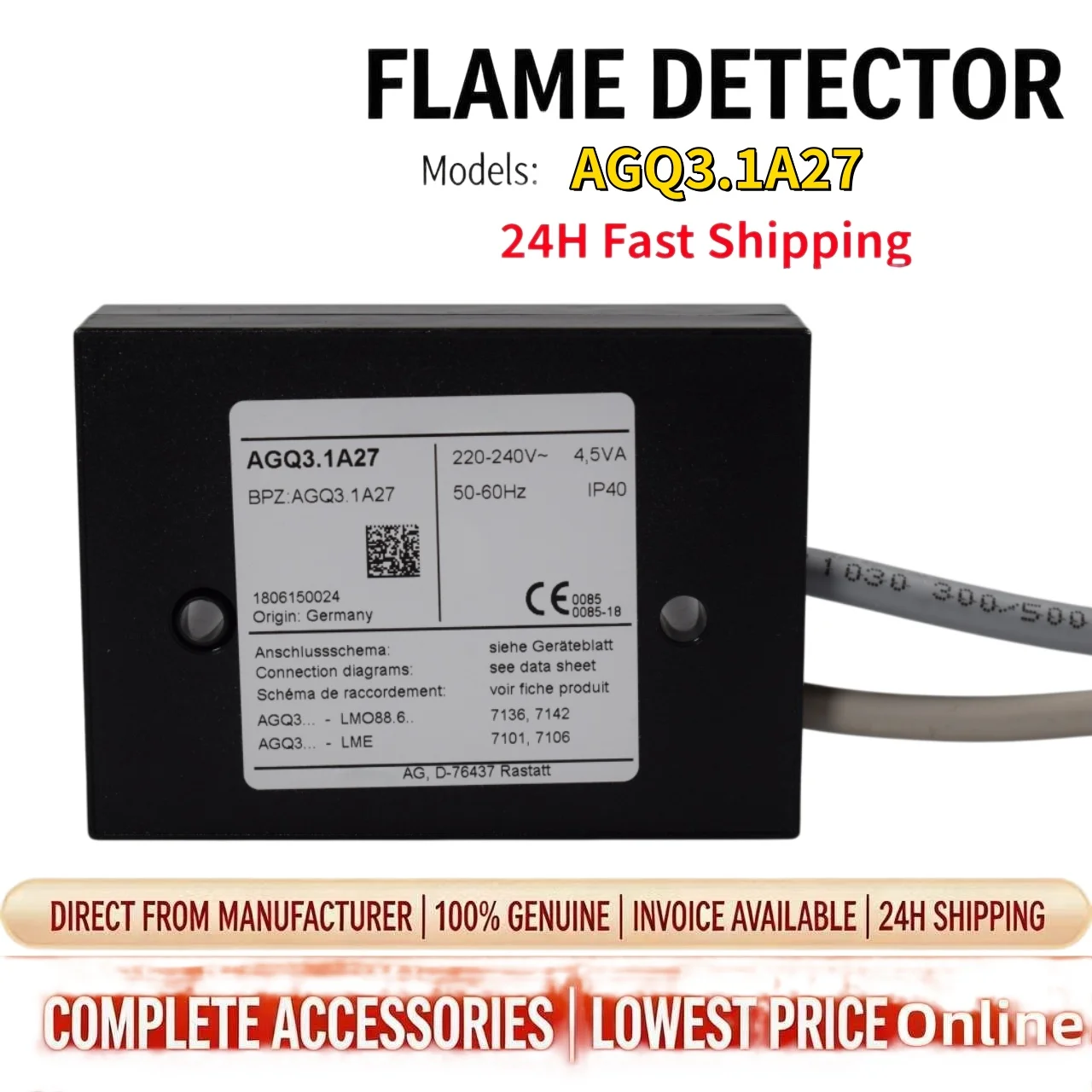 

AGQ3.1A27 Flame Transfer Connection Module Burner Flame Amplifier Boiler Flame Converter Replacement Parts 24h Fast Shipping