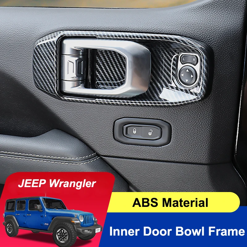 

4 шт., наклейки на внутреннюю дверную ручку автомобиля Jeep 2018-2021 Wrangler JL