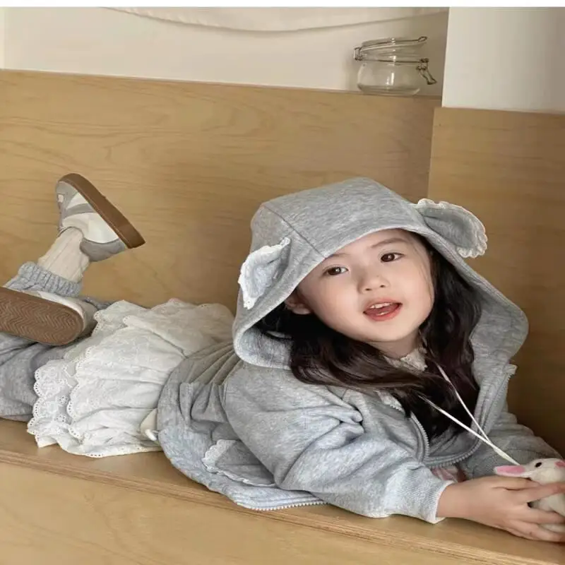 

Kawaii толстовка с капюшоном для девочек, зимняя одежда, новый стиль, студенческая модная тенденция, осенние и зимние топы на флисовой подкладке, толстовка с капюшоном, детская одежда