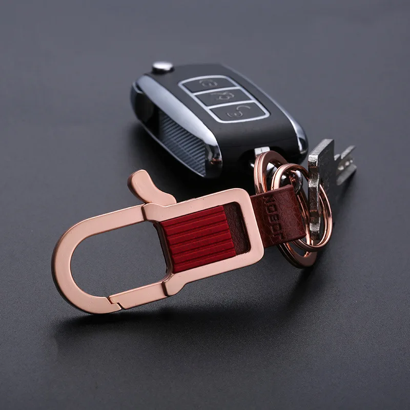 Jobon Luxury Men Key Chain Custom Lettering Car KeyChain Buckle Women Classic Key Ring Holder Durable Best Gift Carbine Jewelry