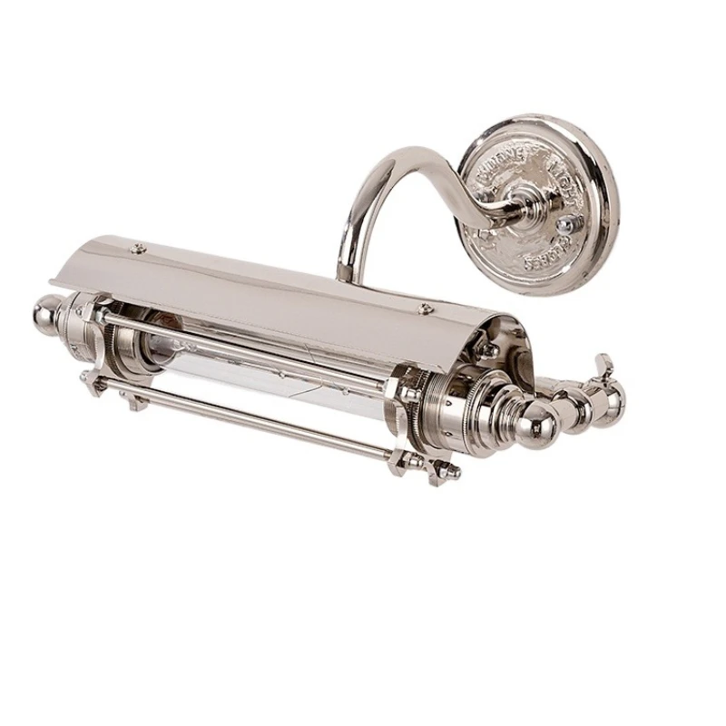 

Vintage design brass wall lamp, industrial wind corridor electroplated nickel mirror headlight