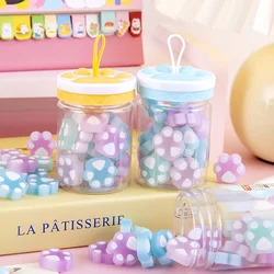 18Pcs/Barrel Kawaii Cat Claw Eraser Set Cute Cartoon Noctilucent Crystal Pencil Rubber Erasers Kids School Stationery Gifts