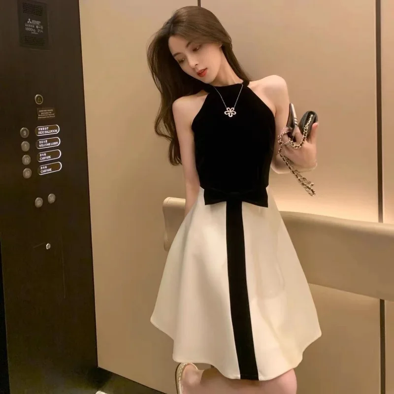

Classic Style Halter Spaghetti Straps Dress Women's Summer 2023 New Special-Interest Design French Style Temperament High-Grade