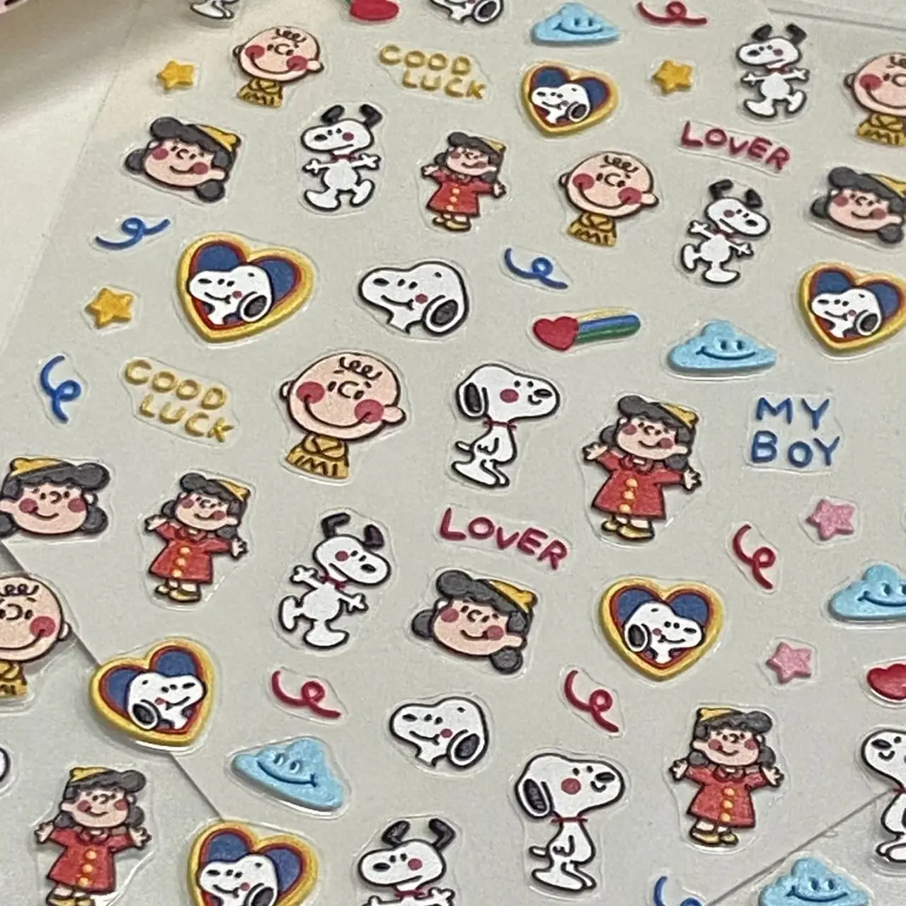 Cartoon Snoopy Embossed 3D Relief Stickers, Lovely Dog Nail Art Decals, DIY Ornament For Water Bottle Pen Shaft Nail Decor view 3