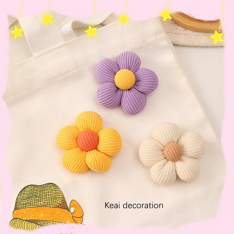 Handmade Fabric Color Flowers Appliques For DIY Headwear Hairpin Clothing Floral Patches Sewing Crafts Decoration Accessories